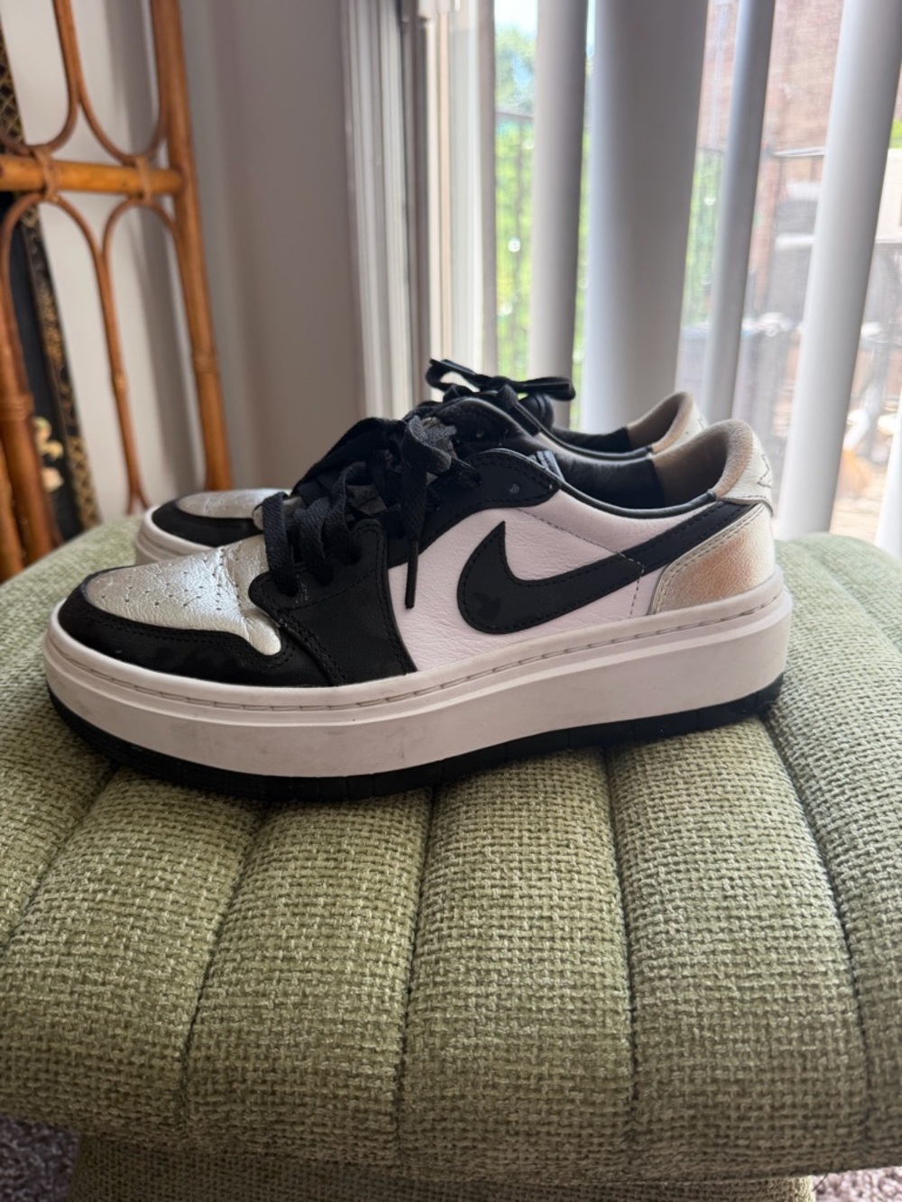 Jordan Women’s Black and White Low-Top Platform Sneakers